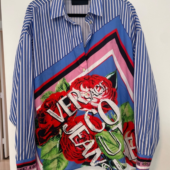 Versace Jeans Couture - Button-Front Striped Rose Shirt - Picture 5 of 14